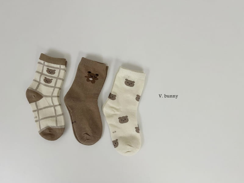 V Bunny - Korean Children Fashion - #kidsstore - Five Bear Socks Set - 9