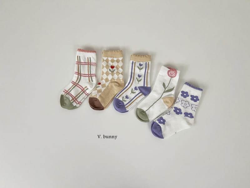 V Bunny - Korean Children Fashion - #kidzfashiontrend - Dia Flower Socks Set - 7