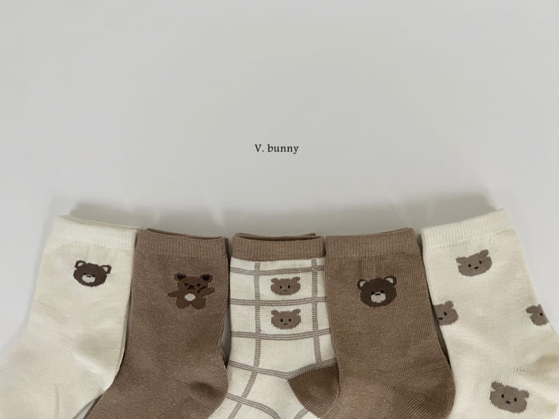 V Bunny - Korean Children Fashion - #kidzfashiontrend - Five Bear Socks Set - 10