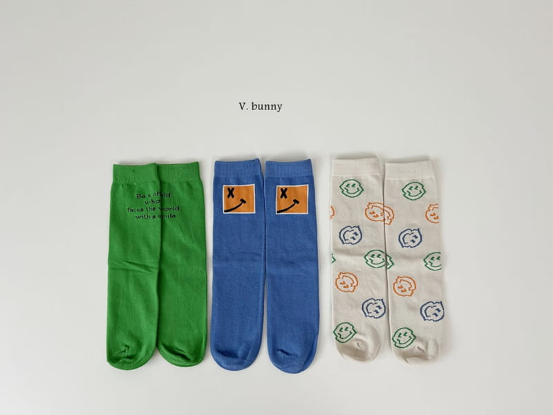 V Bunny - Korean Children Fashion - #littlefashionista - Square Smile Socks Set - 10