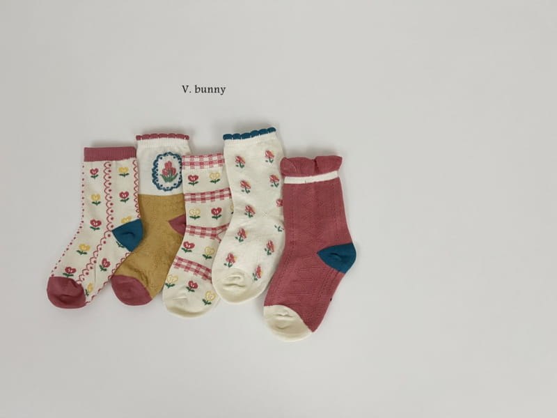 V Bunny - Korean Children Fashion - #littlefashionista - Love Flower Socks Set - 10