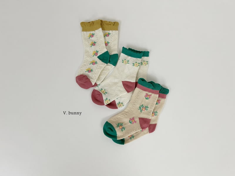 V Bunny - Korean Children Fashion - #littlefashionista - Green Garden Socks Set - 8