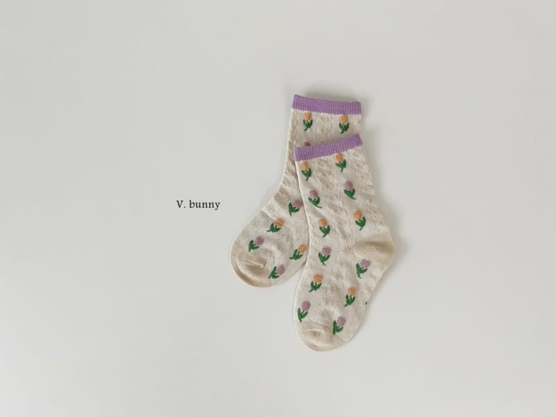 V Bunny - Korean Children Fashion - #littlefashionista - Flower Socks Set - 6