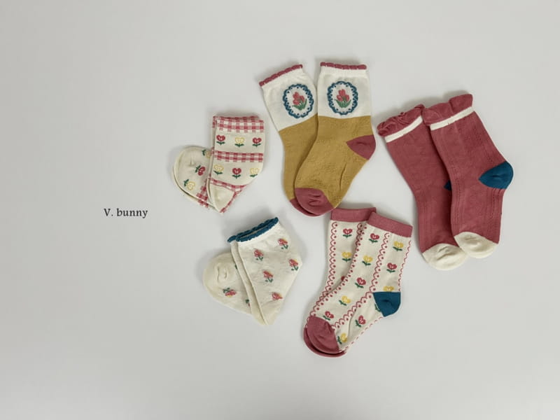 V Bunny - Korean Children Fashion - #magicofchildhood - Love Flower Socks Set - 11