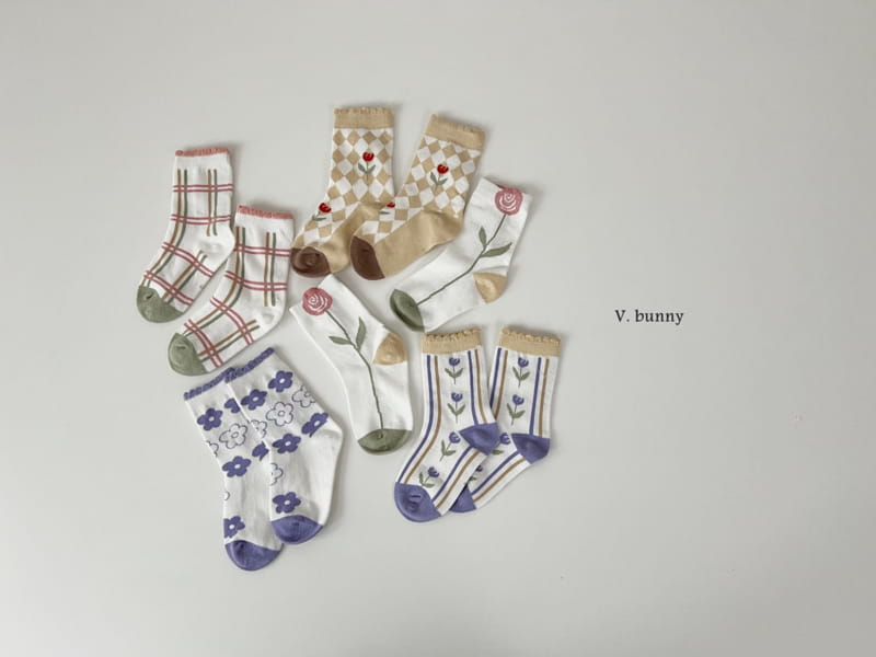 V Bunny - Korean Children Fashion - #magicofchildhood - Dia Flower Socks Set - 10