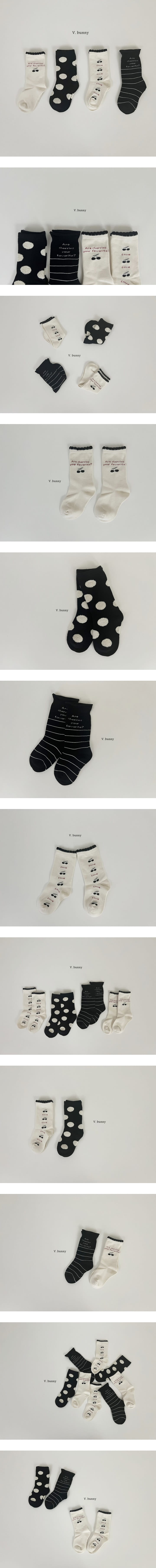 V Bunny - Korean Children Fashion - #magicofchildhood - Black Cherry Socks Set