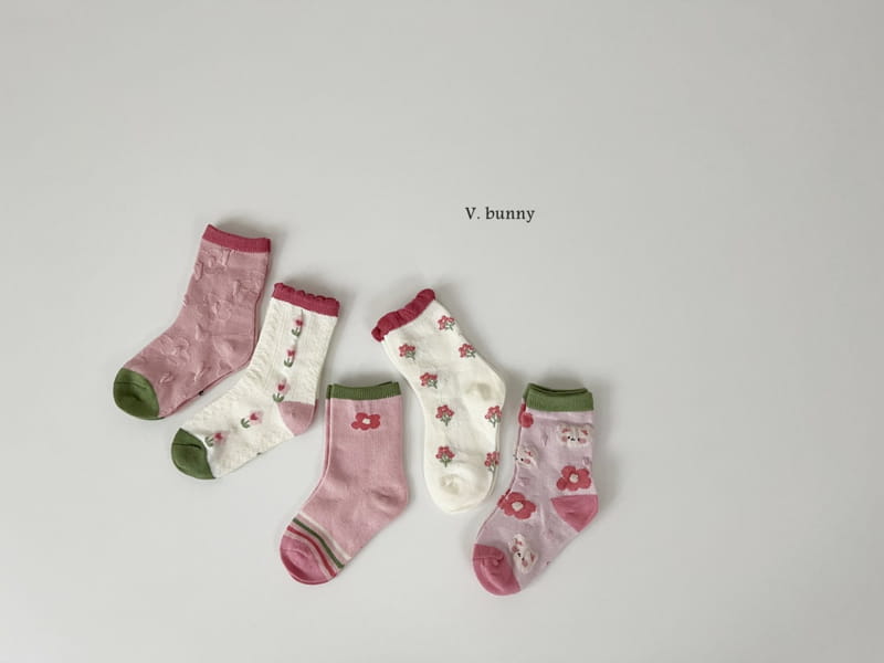 V Bunny - Korean Children Fashion - #minifashionista - Pink Bear Socks Set