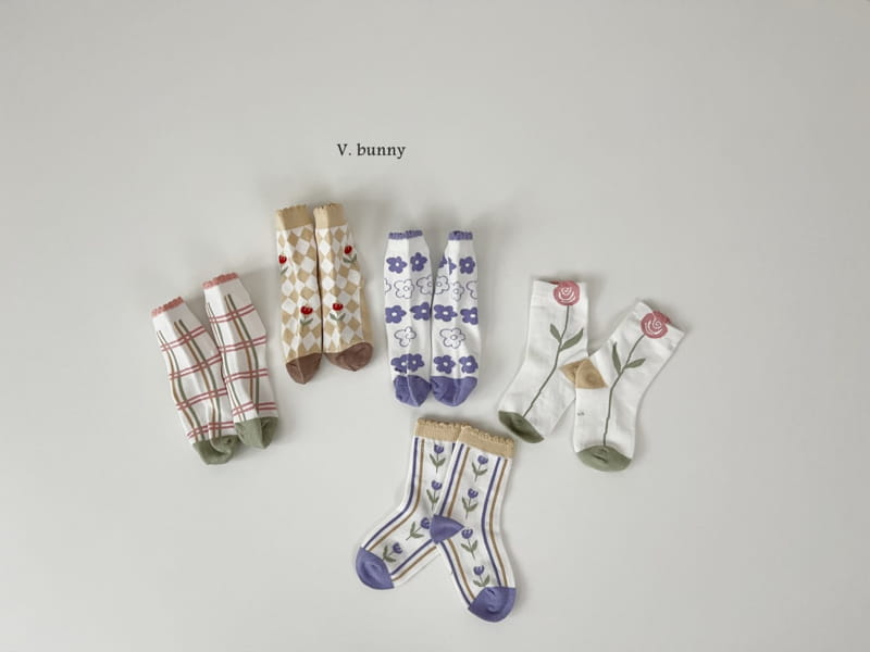 V Bunny - Korean Children Fashion - #minifashionista - Dia Flower Socks Set - 11