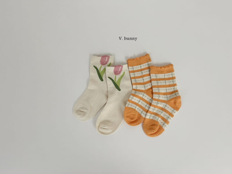 V Bunny - Korean Children Fashion - #minifashionista - Tulip Socks Set - 9