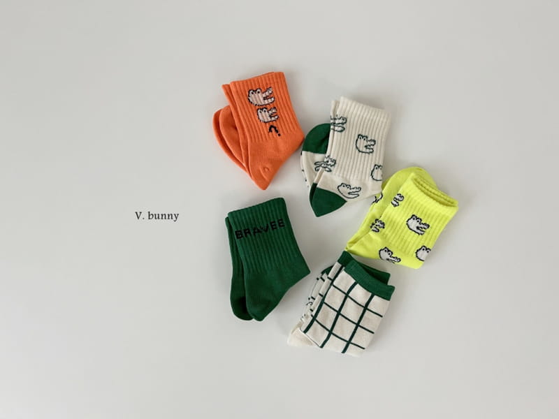 V Bunny - Korean Children Fashion - #minifashionista - Crocodile Socks Set - 2