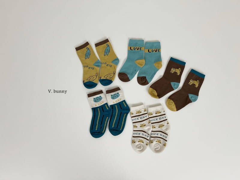 V Bunny - Korean Children Fashion - #minifashionista - Cats Socks Set - 11