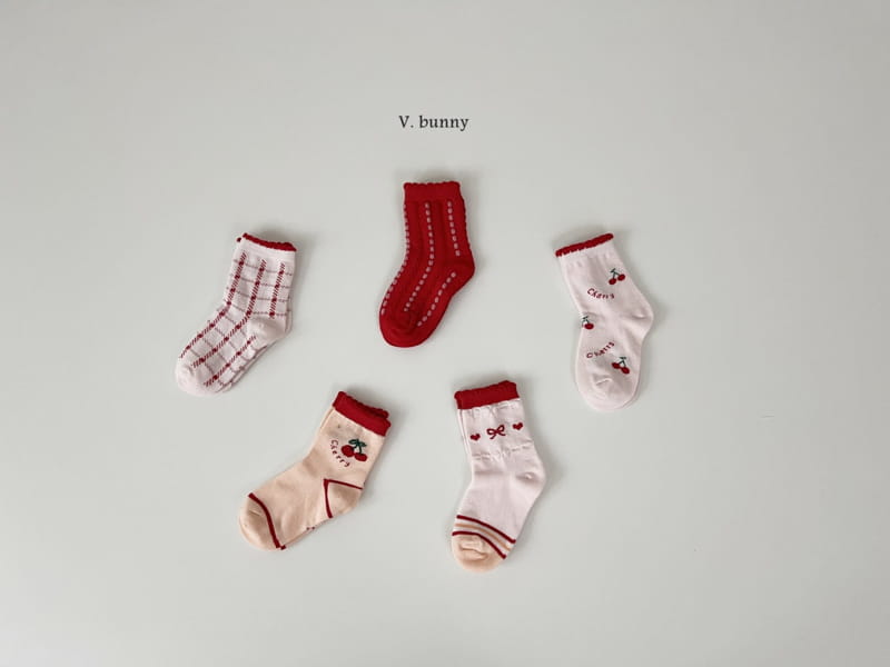 V Bunny - Korean Children Fashion - #prettylittlegirls - Ribbon Check Socks Set