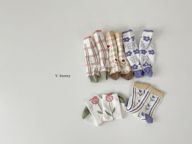 V Bunny - Korean Children Fashion - #prettylittlegirls - Dia Flower Socks Set - 12