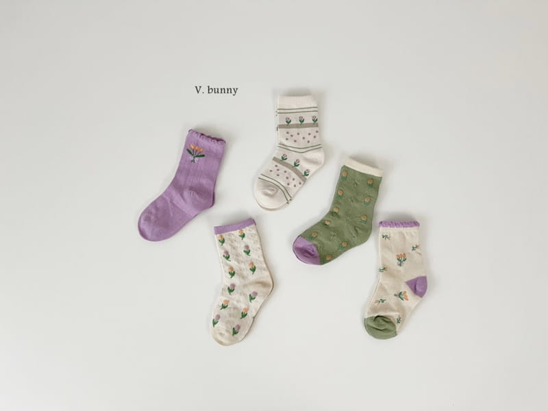 V Bunny - Korean Children Fashion - #prettylittlegirls - Flower Socks Set - 9