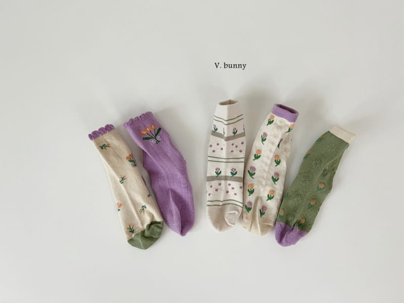 V Bunny - Korean Children Fashion - #stylishchildhood - Flower Socks Set - 12