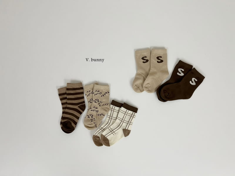 V Bunny - Korean Children Fashion - #todddlerfashion - S Teddy Socks Set - 8