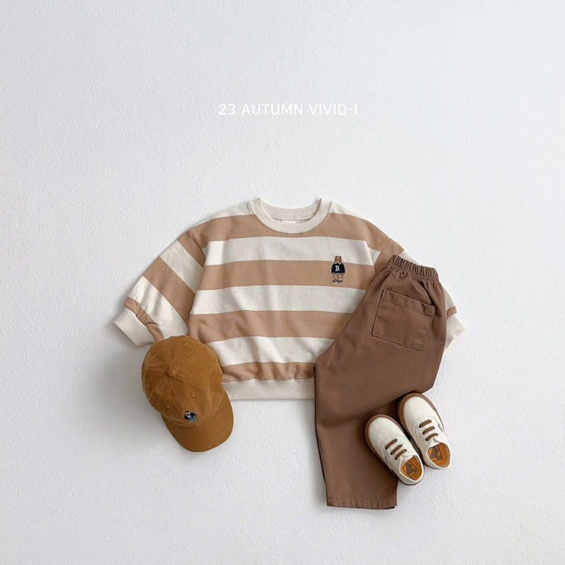 Vivid I - Korean Children Fashion - #Kfashion4kids - Bear Embrodiery Big Stripes Sweatshirt - 8