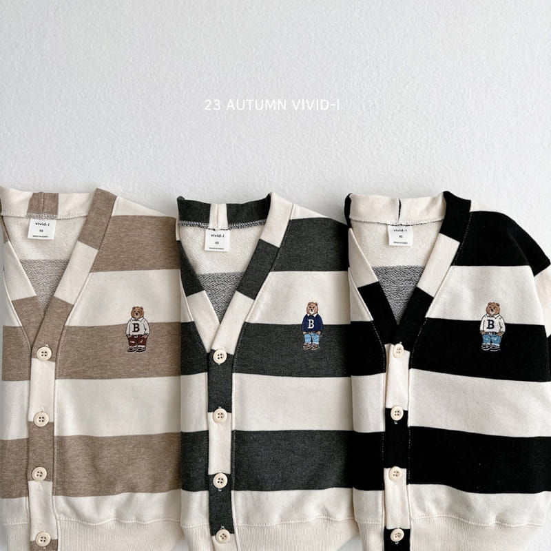 Vivid I - Korean Children Fashion - #Kfashion4kids - Stripes Bear Cardigan - 3