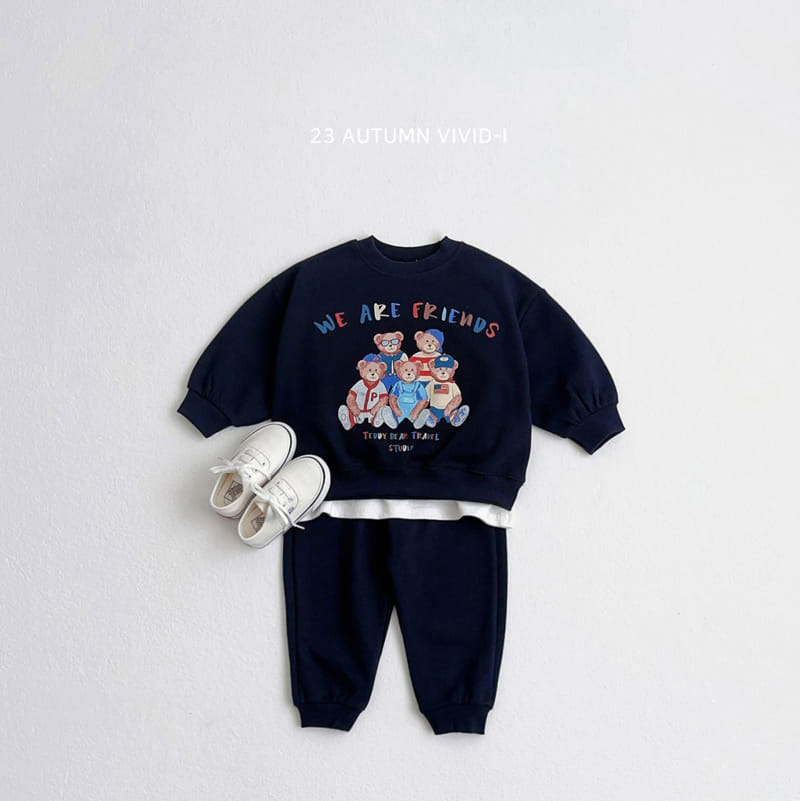 Vivid I - Korean Children Fashion - #discoveringself - Friend Bear Top Bottom sEt - 3