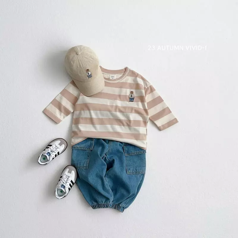 Vivid I - Korean Children Fashion - #fashionkids - Baer Embrodiery Stripes Single Tee - 3