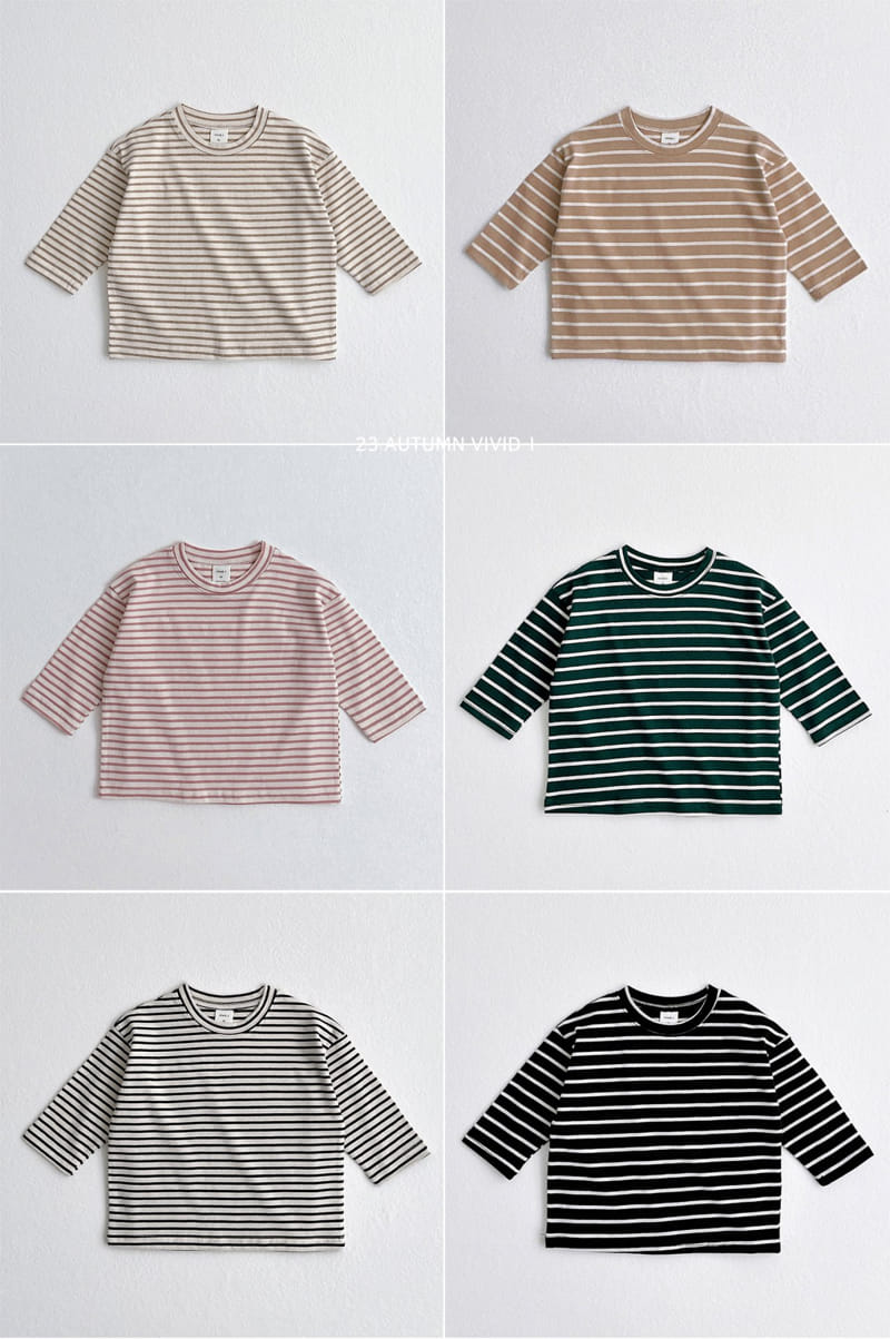 Vivid I - Korean Children Fashion - #kidzfashiontrend - Daily Stripes Tee - 2