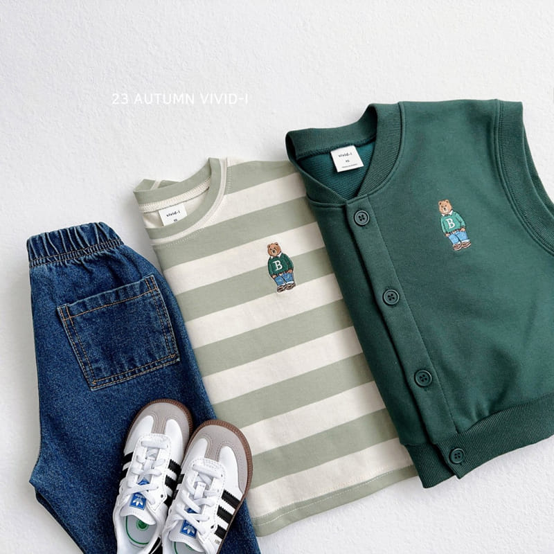 Vivid I - Korean Children Fashion - #littlefashionista - Baer Embrodiery Stripes Single Tee - 8