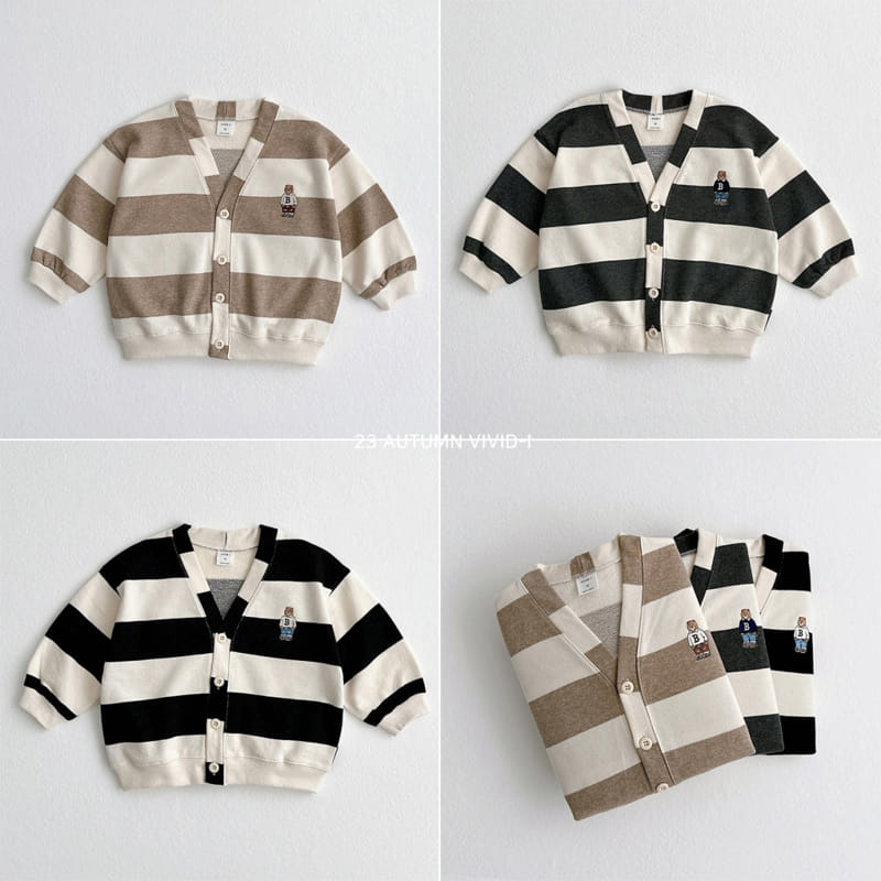 Vivid I - Korean Children Fashion - #Kfashion4kids - Stripes Bear Cardigan - 4