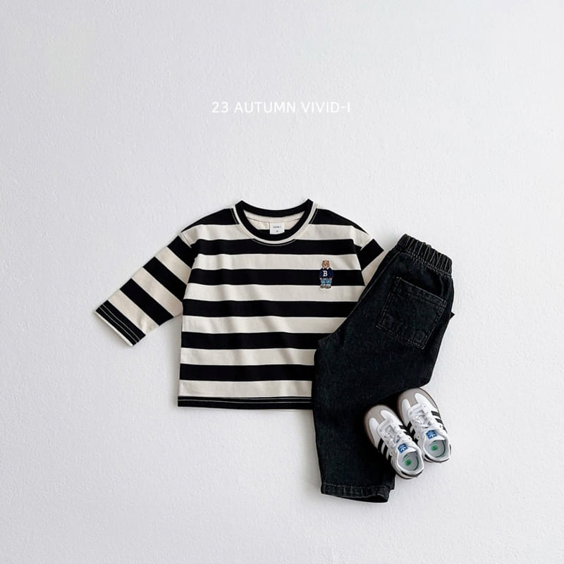 Vivid I - Korean Children Fashion - #magicofchildhood - Baer Embrodiery Stripes Single Tee - 9