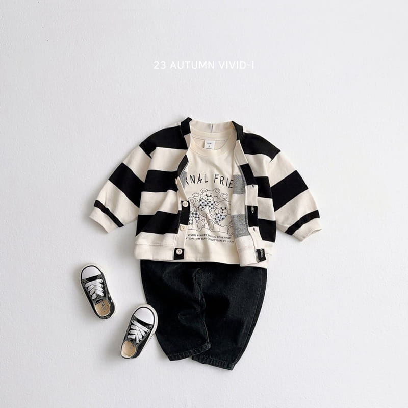 Vivid I - Korean Children Fashion - #magicofchildhood - Stripes Bear Cardigan - 5