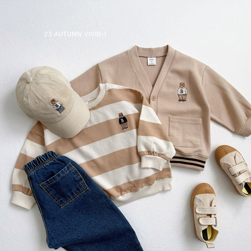 Vivid I - Korean Children Fashion - #minifashionista - Bear Embrodiery Big Stripes Sweatshirt - 11