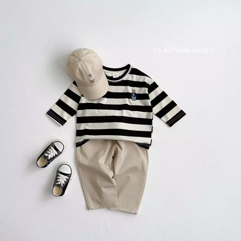 Vivid I - Korean Children Fashion - #minifashionista - Baer Embrodiery Stripes Single Tee - 10