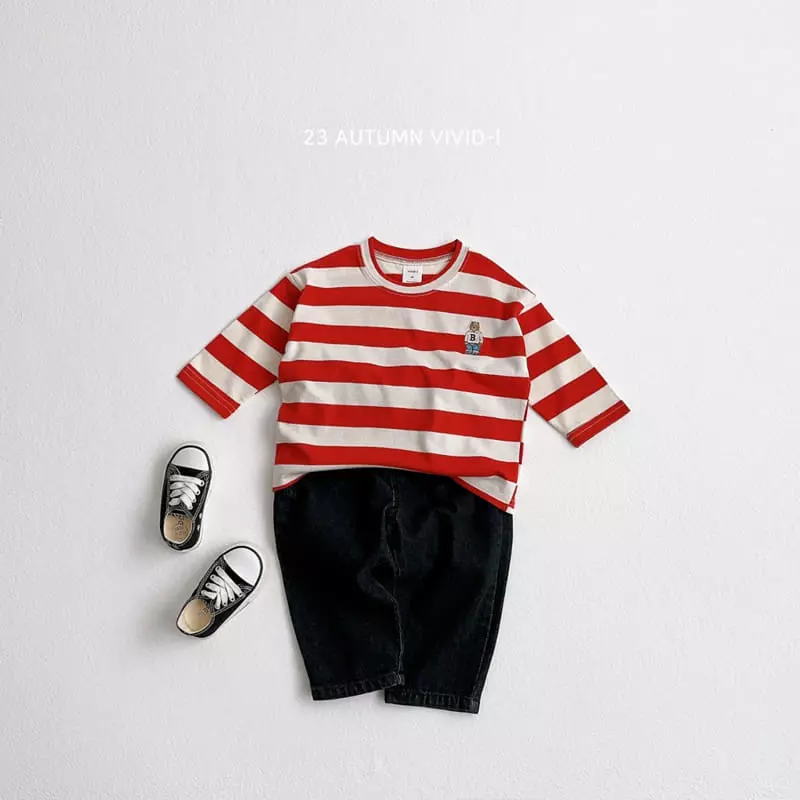 Vivid I - Korean Children Fashion - #prettylittlegirls - Baer Embrodiery Stripes Single Tee - 11