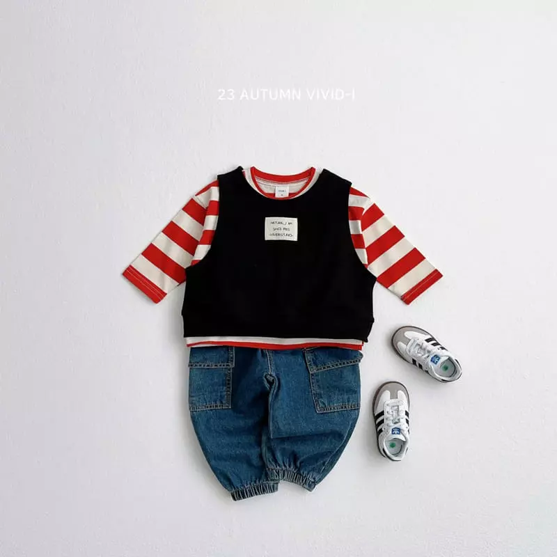 Vivid I - Korean Children Fashion - #todddlerfashion - Baer Embrodiery Stripes Single Tee - 12