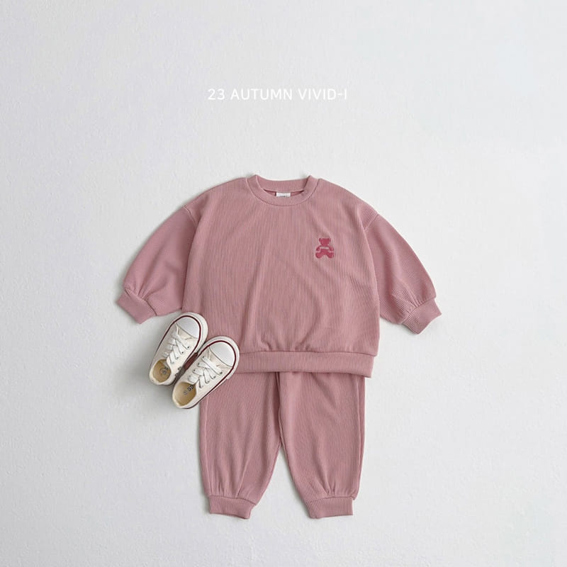 Vivid I - Korean Children Fashion - #todddlerfashion - Rib Top Bottom Set - 3