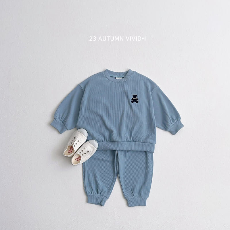 Vivid I - Korean Children Fashion - #todddlerfashion - Rib Top Bottom Set - 4