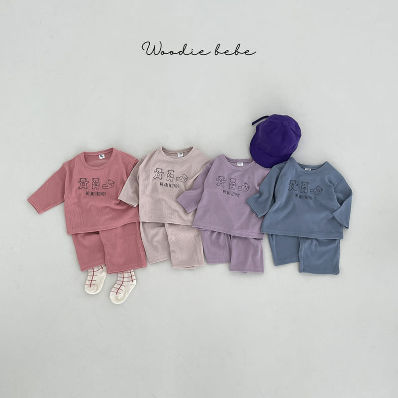 Woodie - Korean Baby Fashion - #babyoutfit - Uni Top Bottom Set