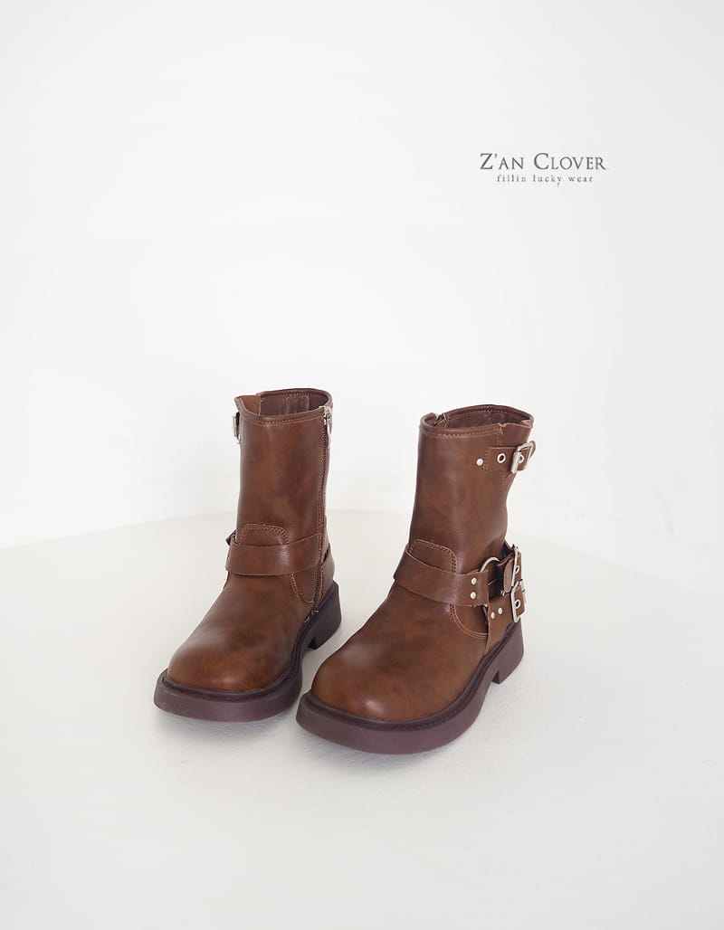 Zan Clover - Korean Children Fashion - #kidsstore - Leather Buckle Boots - 5