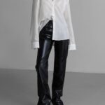 silky texture bean button down down blouse