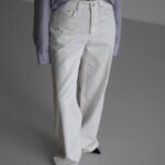 high rise wide leg white denim pants