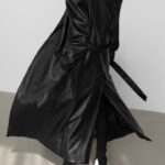 oversized vegan leather robe maxi coat