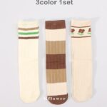 Brown Flower Knee Socks