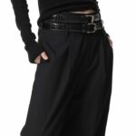 double waisted pin ~ tuck wide trousers