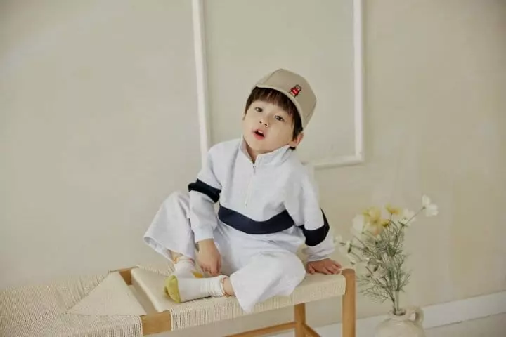 Angelot - Korean Children Fashion - #toddlerclothing - Color Half ZIP-up Set - 3