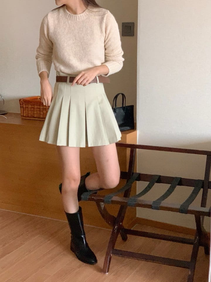 Atthismoment - Korean Women Fashion - #momslook - Belt Wrinkle Skirt - 8