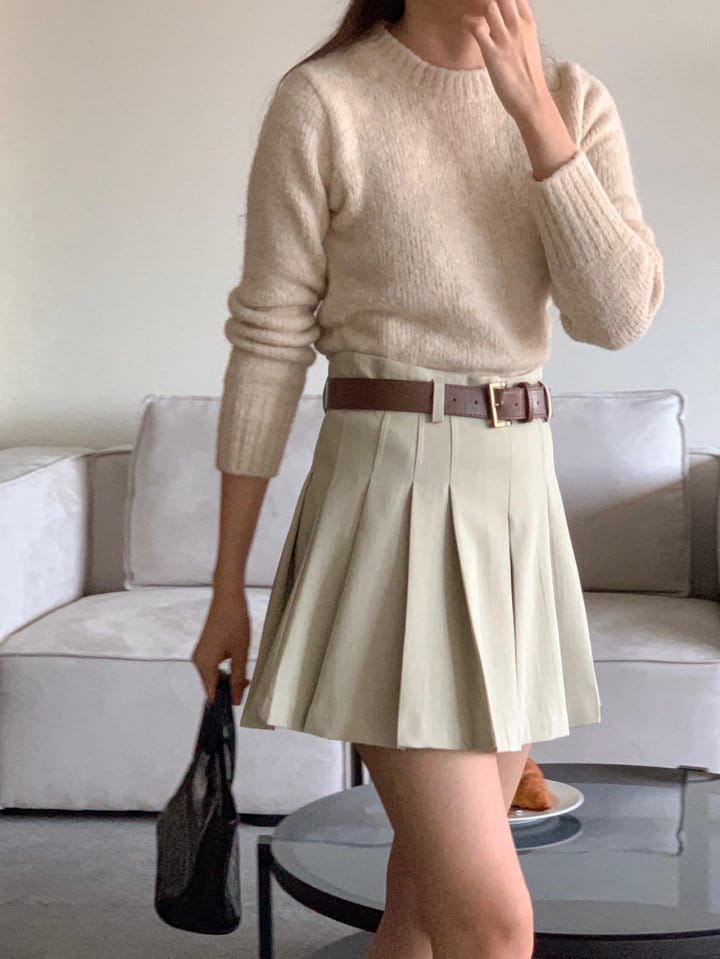 Atthismoment - Korean Women Fashion - #restrostyle - Belt Wrinkle Skirt - 3