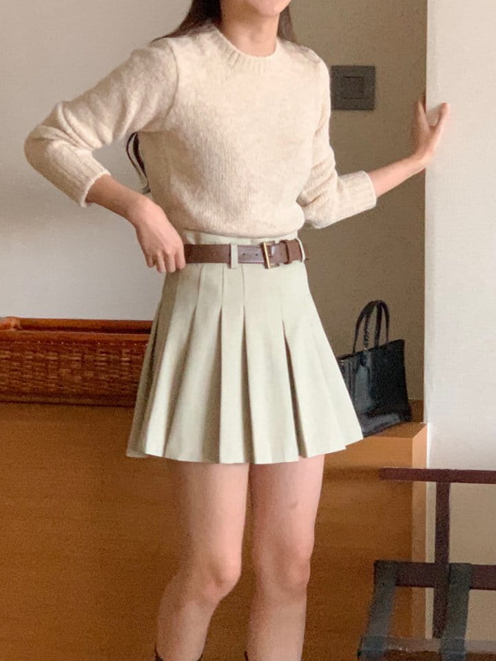 Atthismoment - Korean Women Fashion - #restrostyle - Belt Wrinkle Skirt - 4