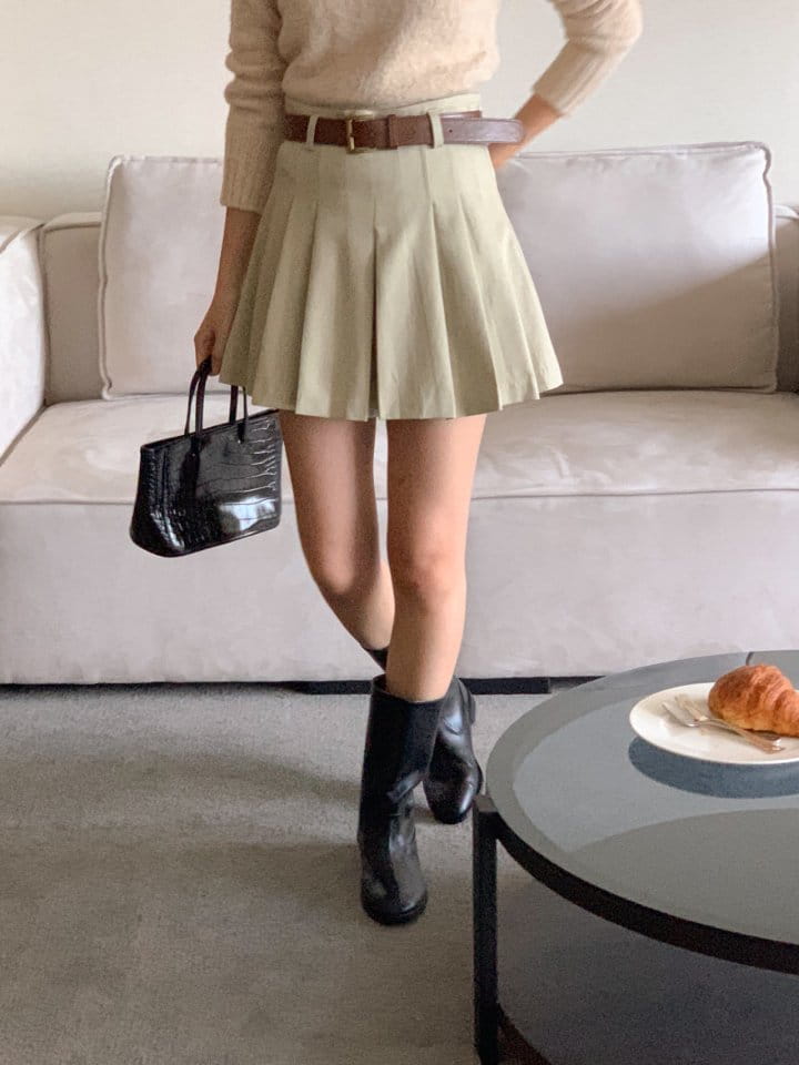 Atthismoment - Korean Women Fashion - #womensfashion - Belt Wrinkle Skirt - 11