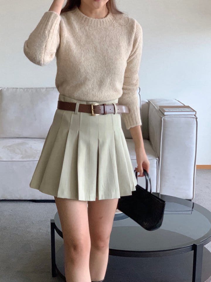 Atthismoment - Korean Women Fashion - #womensfashion - Belt Wrinkle Skirt - 9