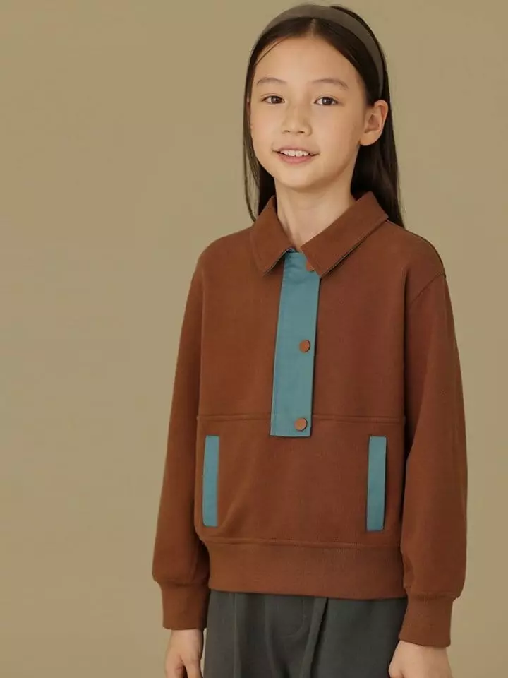 Ciel De Maman - Korean Children Fashion - #kidzfashiontrend - Flo Neck Button Sweatshirt - 10