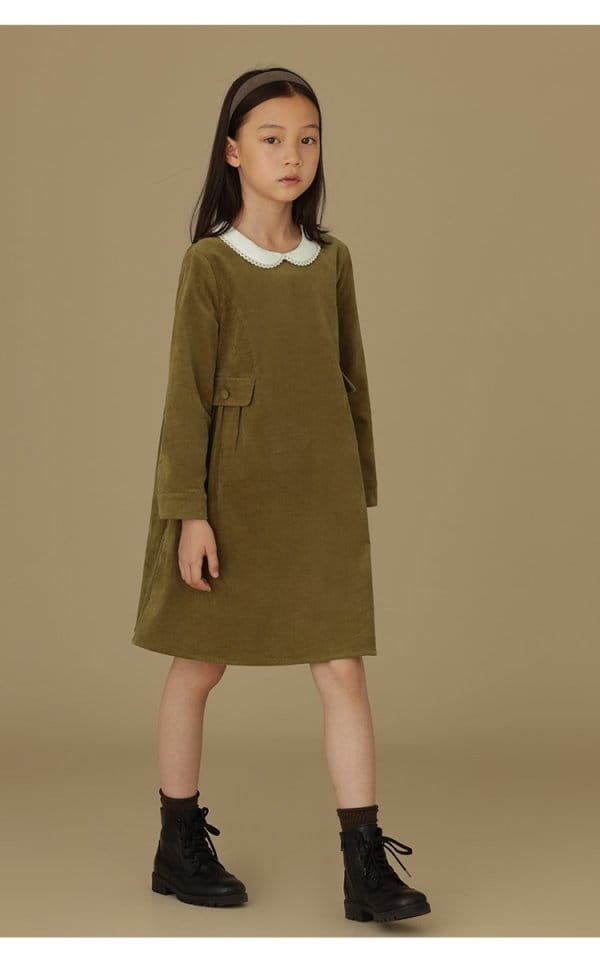 Ciel De Maman - Korean Children Fashion - #kidzfashiontrend - Doll Neck Corduroy One-piece - 3